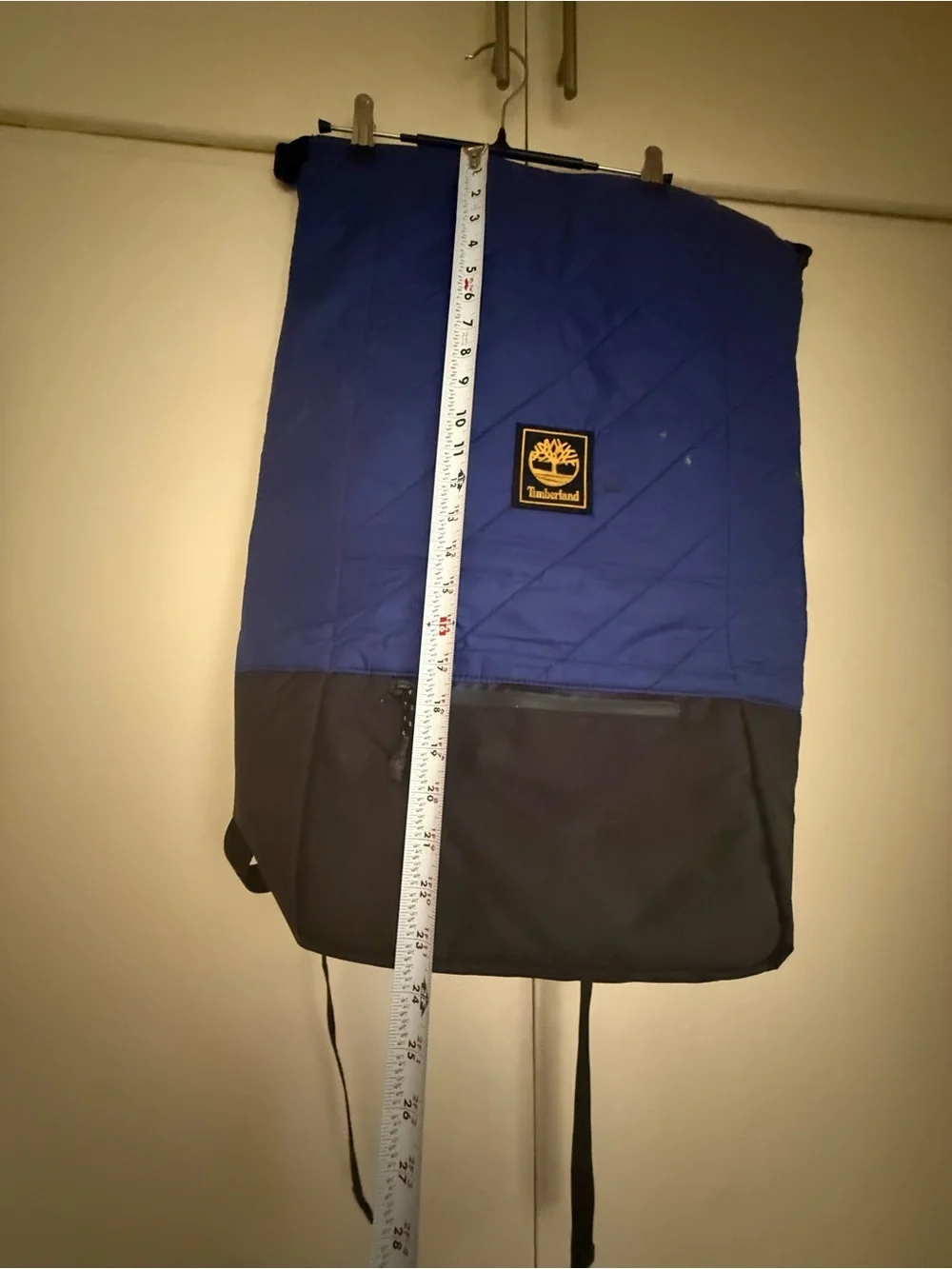 Timberland Blue and Black Quilted Roll-Top Backpack